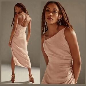 Anthropologie Blush One Shoulder Midi Dress NWT Size 6